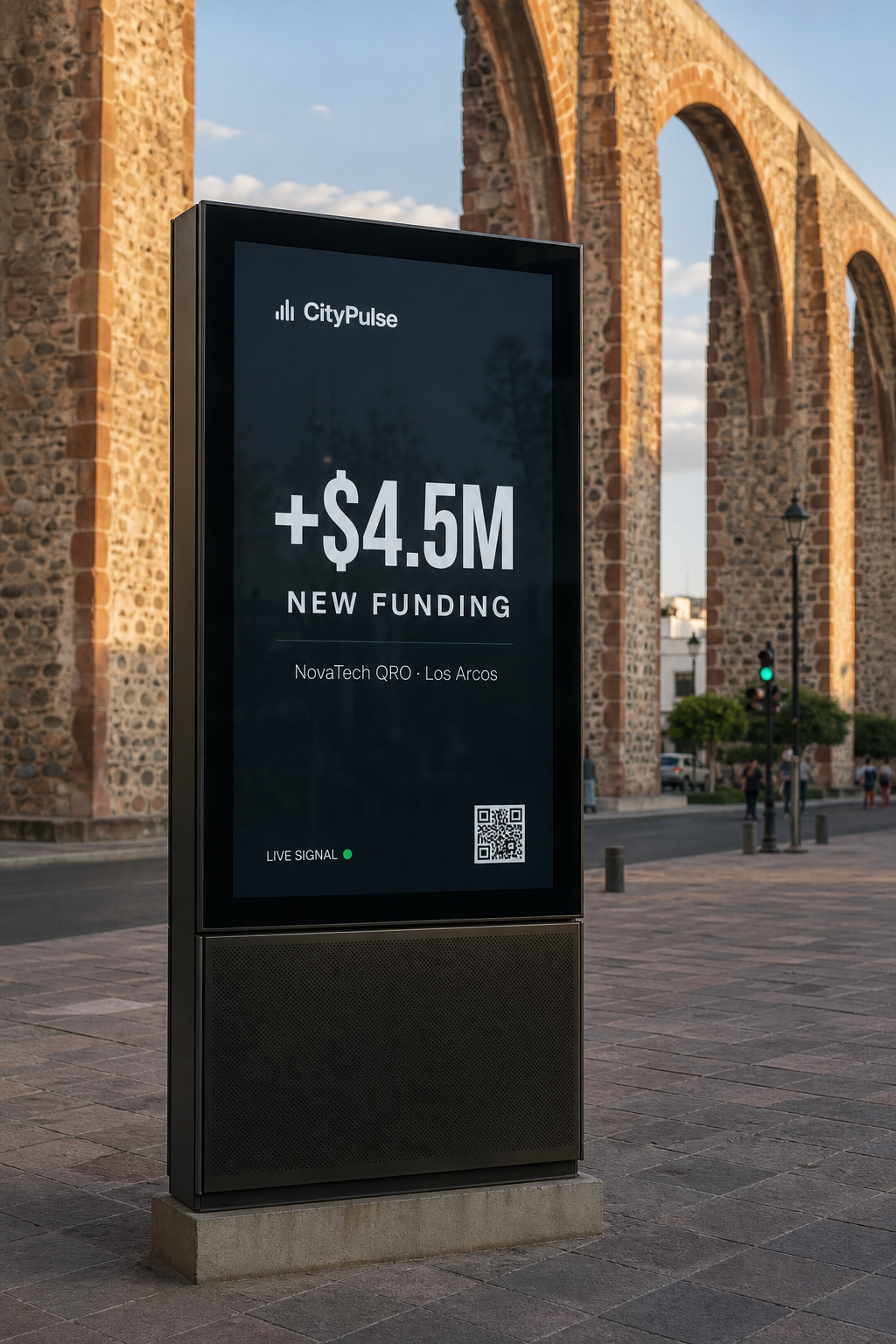 CityPulse DOOH street pillar in Querétaro